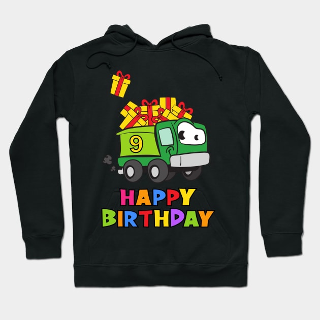 9th Birthday Party 9 Year Old Nine Years Hoodie by KidsBirthdayPartyShirts